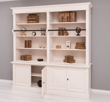 Biblioteca mare cu 4 usi BAS + etajera dubla SUP, Colectia Directoire de la Rustic Butique PS72BAS+PS294SUP - Culoare_P015 - VOPSIT