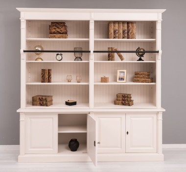 Biblioteca mare cu 4 usi BAS + etajera dubla SUP, Colectia Directoire de la Rustic Butique PS72BAS+PS294SUP - Culoare_P015 - VOPSIT