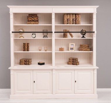 Biblioteca mare cu 4 usi BAS + etajera dubla SUP, Colectia Directoire de la Rustic Butique PS72BAS+PS294SUP - Culoare_P015 - VOPSIT