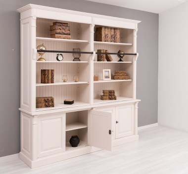 Biblioteca mare cu 4 usi BAS + etajera dubla SUP, Colectia Directoire de la Rustic Butique PS72BAS+PS294SUP - Culoare_P015 - VOPSIT