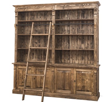 Biblioteca mare cu 4 usi BAS + etajera dubla SUP, Colectia Directoire de la Rustic Butique PS72BAS + PS294SUP - Culoare_P064 - PERIAT ADANC