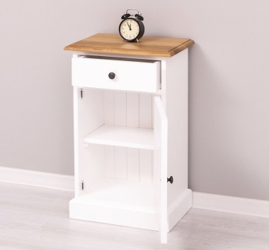 Noptiera cu 1 usa si 1 sertar, blat stejar de la Rustic Butique PS124 - Culoare Top_P061 - Culoare Corp_P004 - DUBLU COLOR
