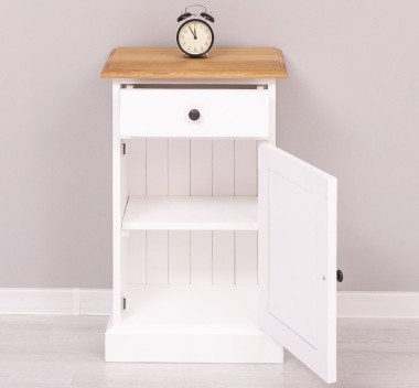 Noptiera cu 1 usa si 1 sertar, blat stejar de la Rustic Butique PS124 - Culoare Top_P061 - Culoare Corp_P004 - DUBLU COLOR