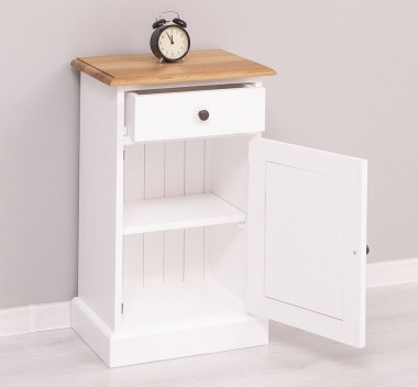 Noptiera cu 1 usa si 1 sertar, blat stejar de la Rustic Butique PS124 - Culoare Top_P061 - Culoare Corp_P004 - DUBLU COLOR