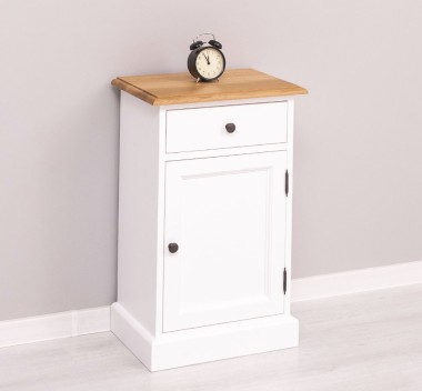 Noptiera cu 1 usa si 1 sertar, blat stejar de la Rustic Butique PS124 - Culoare Top_P061 - Culoare Corp_P004 - DUBLU COLOR