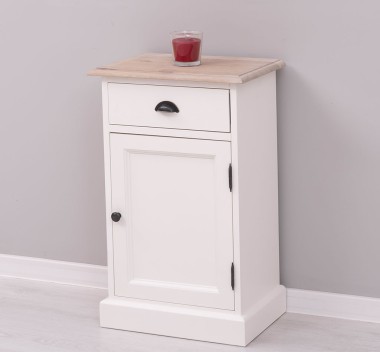 Noptiera cu 1 usa si 1 sertar, blat stejar de la Rustic Butique PS124 - Culoare Top_P035 - Culoare Corp_P039 - DUBLU COLOR