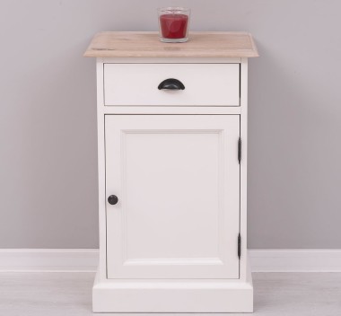 Noptiera cu 1 usa si 1 sertar, blat stejar de la Rustic Butique PS124 - Culoare Top_P035 - Culoare Corp_P039 - DUBLU COLOR