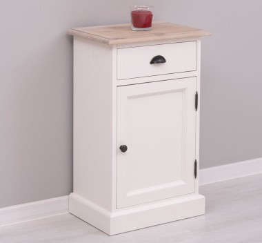Noptiera cu 1 usa si 1 sertar, blat stejar de la Rustic Butique PS124 - Culoare Top_P035 - Culoare Corp_P039 - DUBLU COLOR