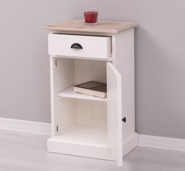 Noptiera cu 1 usa si 1 sertar, blat stejar de la Rustic Butique PS124 - Culoare Top_P035 - Culoare Corp_P039 - DUBLU COLOR