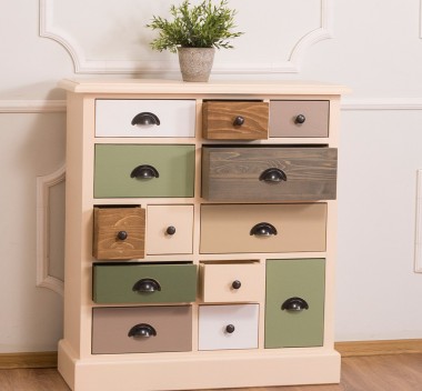 Comoda 13 sertare - Culoare Corp_P025 - Culoare Sertare_Multicolor - MULTICOLOR de la Rustic Butique PS474 - Culoare Corp_P025 - Culoare Sertare_Multicolor - MULTICOLOR