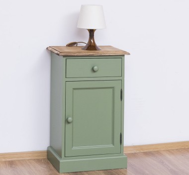 Noptiera cu 1 usa si 1 sertar de la Rustic Butique PS124 - Culoare Top_P064 - Culoare Corp_P038 - DUBLU COLOR