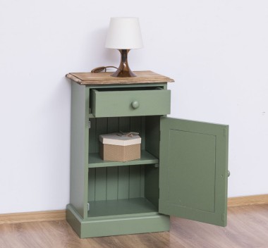 Noptiera cu 1 usa si 1 sertar de la Rustic Butique PS124 - Culoare Top_P064 - Culoare Corp_P038 - DUBLU COLOR