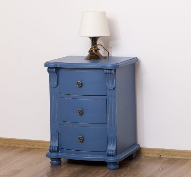 Noptiera cu 3 sertare curbate de la Rustic Butique PS45 - Culoare_P045A - VOPSIT ANTICHIZAT
