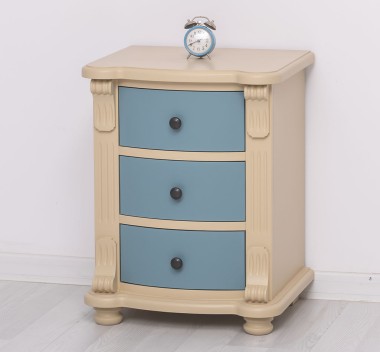 Noptiera cu 3 sertare curbate de la Rustic Butique PS37 - Culoare Corp_P032 - Culoare Sertare_P008 - DUBLU COLOR