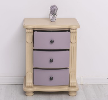 Noptiera cu 3 sertare curbate de la Rustic Butique PS37 - Culoare Corp_P032 - Culoare Sertare_P041 - DUBLU COLOR