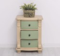 Noptiera cu 3 sertare curbate de la Rustic Butique PS37 - Culoare Corp_P032 - Culoare Sertare_P054 - DUBLU COLOR
