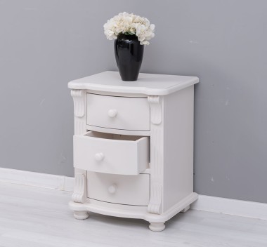 Noptiera cu 3 sertare curbate de la Rustic Butique PS37 - Culoare_P015 - VOPSIT