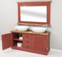Dulap baie cu 2 usi lamelare + oglinda, sertare cu sine - lavoare incluse in pret - Culoare Top_P064 - Culoare Corp_P023++P029A  de la Rustic Butique OUTPS665+PS138B - Culoare Top_P064 - Culoare Corp_P023++P029A - DUBLU COLOR