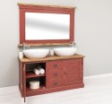 Dulap baie cu 2 usi lamelare + oglinda, sertare cu sine - lavoare incluse in pret - Culoare Top_P064 - Culoare Corp_P023++P029A  de la Rustic Butique OUTPS665+PS138B - Culoare Top_P064 - Culoare Corp_P023++P029A - DUBLU COLOR