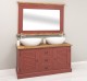 Dulap baie cu 2 usi lamelare + oglinda, sertare cu sine - lavoare incluse in pret - Culoare Top_P064 - Culoare Corp_P023++P029A  de la Rustic Butique OUTPS665+PS138B - Culoare Top_P064 - Culoare Corp_P023++P029A - DUBLU COLOR