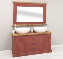 Dulap baie cu 2 usi lamelare + oglinda, sertare cu sine - lavoare incluse in pret - Culoare Top_P064 - Culoare Corp_P023++P029A  de la Rustic Butique OUTPS665+PS138B - Culoare Top_P064 - Culoare Corp_P023++P029A - DUBLU COLOR