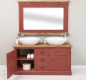 Dulap baie cu 2 usi lamelare + oglinda, sertare cu sine - lavoare incluse in pret - Culoare Top_P064 - Culoare Corp_P023++P029A  de la Rustic Butique OUTPS665+PS138B - Culoare Top_P064 - Culoare Corp_P023++P029A - DUBLU COLOR
