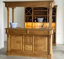 Mobilier cafenea 180 cm lungime - blat pin cu galerie + mobilier de bar cu banda de led - Culoare_P001 - CERUIT de la Rustic Butique OUTPS1001-180+GAL+PS698 - Culoare_P001 - CERUIT