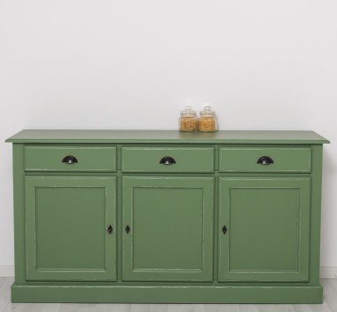Bufet cu 3 usi, 3 sertare, BAS de la Rustic Butique PS265BAS - Culoare Ext._P038A - Culoare Int._P023 - DUBLU COLOR