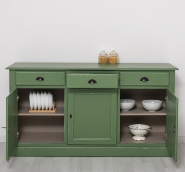 Bufet cu 3 usi, 3 sertare, BAS de la Rustic Butique PS265BAS - Culoare Ext._P038A - Culoare Int._P023 - DUBLU COLOR