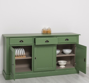 Bufet cu 3 usi, 3 sertare, BAS de la Rustic Butique PS265BAS - Culoare Ext._P038A - Culoare Int._P023 - DUBLU COLOR