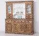 Bufet cu 4 usi, 4 sertare BAS + 2 usi sticla, 4 sertare, spatiu deschis SUP de la Rustic Butique PS365BAS+SUP - Culoare Ext._P064 / Culoare Int._P004 - DUBLU COLOR