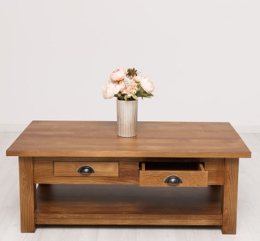 Masa cafea cu 2 sertare 120x65x45cm de la Rustic Butique PS131 - Culoare_P084 - LACUIT & VOPSIT