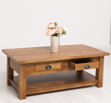 Masa cafea cu 2 sertare 120x65x45cm de la Rustic Butique PS131 - Culoare_P084 - LACUIT & VOPSIT