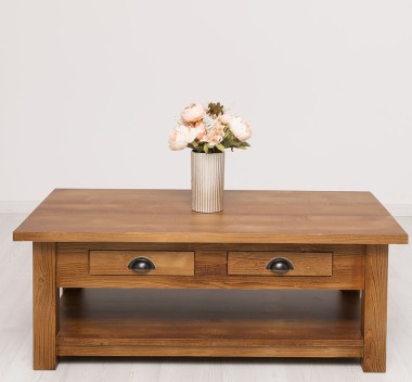 Masa cafea cu 2 sertare 120x65x45cm de la Rustic Butique PS131 - Culoare_P084 - LACUIT & VOPSIT
