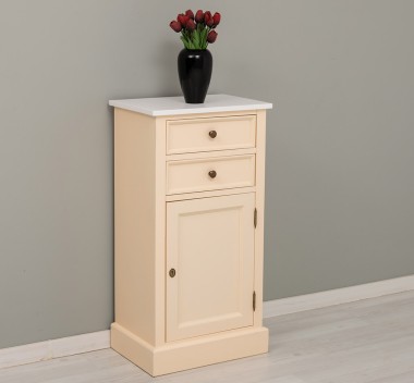 Comoda cu 2 sertare si 1 usa de la Rustic Butique PS108 - Culoare Top_P004 - Culoare Corp_P025 - DUBLU COLOR