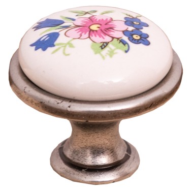 Porcelain knob blue flower ZM de la Rustic Butique 