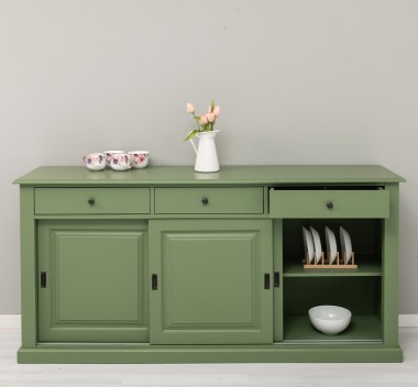 Bufet cu 3 usi glisante, 3 sertare, BAS de la Rustic Butique PS173 - Culoare_P038 - VOPSIT