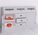 Bufet cu 2 usi, 3 sertare, 3 compartimente cu usa sticla, BAS de la Rustic Butique PS24BAS - Culoare Ext._P010 - Culoare Int._P004 - DUBLU COLOR
