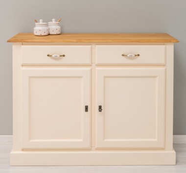 Bufet cu 2 usi, 2 sertare, BAS de la Rustic Butique PS264BAS - Culoare Top_P002 - Culoare Ext._P025 / Culoare Int._P002 - DUBLU COLOR
