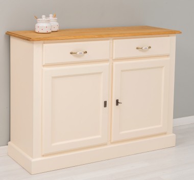 Bufet cu 2 usi, 2 sertare, BAS de la Rustic Butique PS264BAS - Culoare Top_P002 - Culoare Ext._P025 / Culoare Int._P002 - DUBLU COLOR