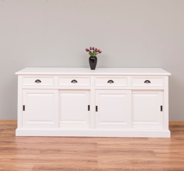 Buffet cu 4 usi glisante si 4 sertare, cu dim. 216x49x88, din MDF de la Rustic Butique MPS018BAS - Culoare_P039A - VOPSIT ANTICHIZAT