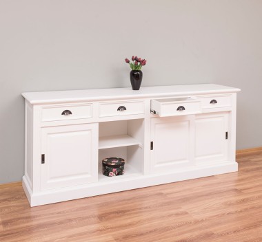Buffet cu 4 usi glisante si 4 sertare, cu dim. 216x49x88, din MDF de la Rustic Butique MPS018BAS - Culoare_P039A - VOPSIT ANTICHIZAT