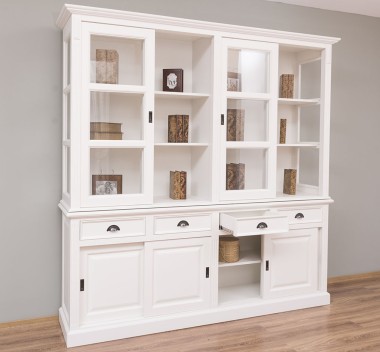 Bufet cu 8 usi glisante si 4 sertare, cu dim. 220x51x220, din MDF de la Rustic Butique MPS018BAS+SUP - Culoarea P039 - VOPSIT