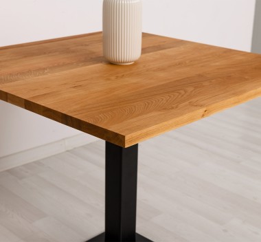Masa patrata cu picior central metalic, blat stejar de la Rustic Butique OPS808 - Culoare_P089 - ULEIAT