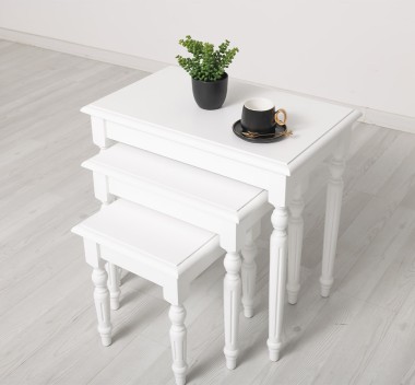Set 3 mese cafea de la Rustic Butique PS80 - Culoare_P004 - VOPSIT