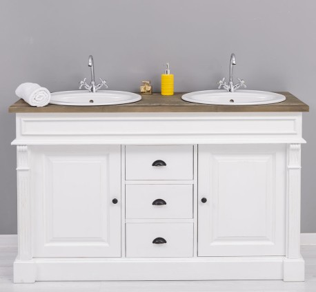 Dulap baie cu 2 lavoare - lavoare incluse in pret - Culoare Top_P079- Culoare Corp_P004A - DUBLU COLOR de la Rustic Butique OUTPS4001 - Culoare Top_P079 - Culoare Corp_P004A - DUBLU COLOR