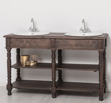 Dulap baie pentru lavoare cu picioare strunjite - lavoarele sunt incluse in pret - Culoare_P111 - LACUIT & VOPSIT de la Rustic Butique OUTPS657 - Culoare_P111 - LACUIT & VOPSIT