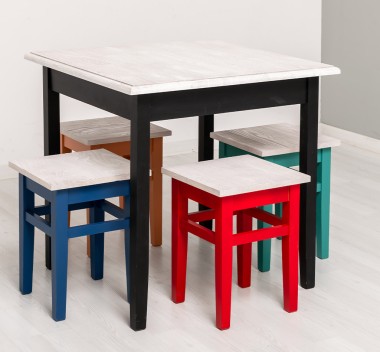 Masa cu blat stejar, dim. 80x80x78 cu 4 scaun - Culoare Top_P080 - Culoare Corp_Multicolor - MULTICOLOR de la Rustic Butique OUTPS659-80+4XPS83 - Culoare Top_P080 - Culoare Top_P080 - Culoare Corp_Multicolor - MULTICOLOR