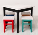 Masa cu blat stejar, dim. 80x80x78 cu 4 scaun - Culoare Top_P080 - Culoare Corp_Multicolor - MULTICOLOR de la Rustic Butique OUTPS659-80+4XPS83 - Culoare Top_P080 - Culoare Top_P080 - Culoare Corp_Multicolor - MULTICOLOR