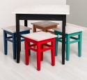 Masa cu blat stejar, dim. 80x80x78 cu 4 scaun - Culoare Top_P080 - Culoare Corp_Multicolor - MULTICOLOR de la Rustic Butique OUTPS659-80+4XPS83 - Culoare Top_P080 - Culoare Top_P080 - Culoare Corp_Multicolor - MULTICOLOR